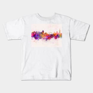 Coventry skyline in watercolor background Kids T-Shirt